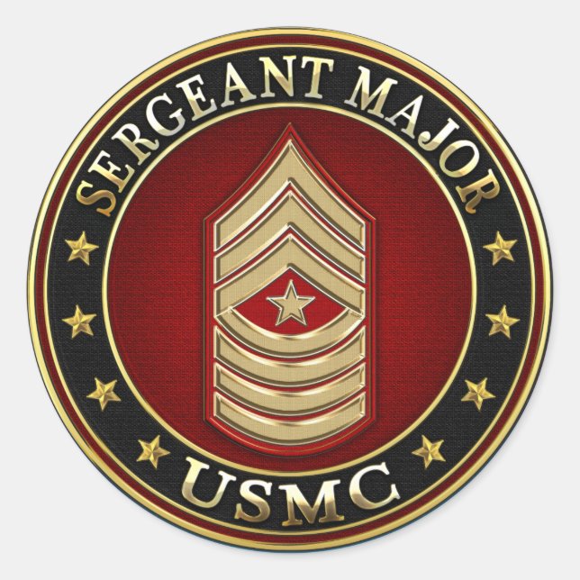 Sticker Rond Marines des États-Unis : Sergent-major (SgtMaj de  (Devant)