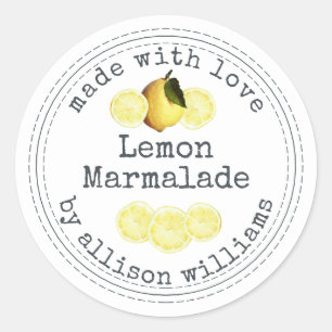 Sticker Rond Marmelade de citron maison rustique blanc