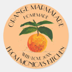Sticker Rond Marmelade d'orange Aquarelle Fruit Cuisine classiq