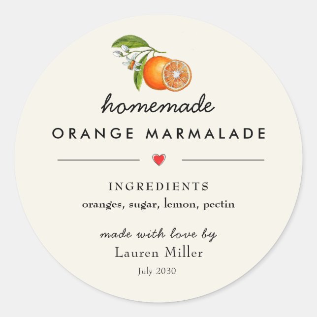 Sticker Rond Marmelade orange maison Jar moderne (Devant)