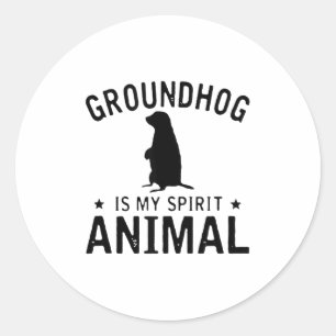 Sticker Rond Marmotte est mon animal spirituel - Drôle Ta