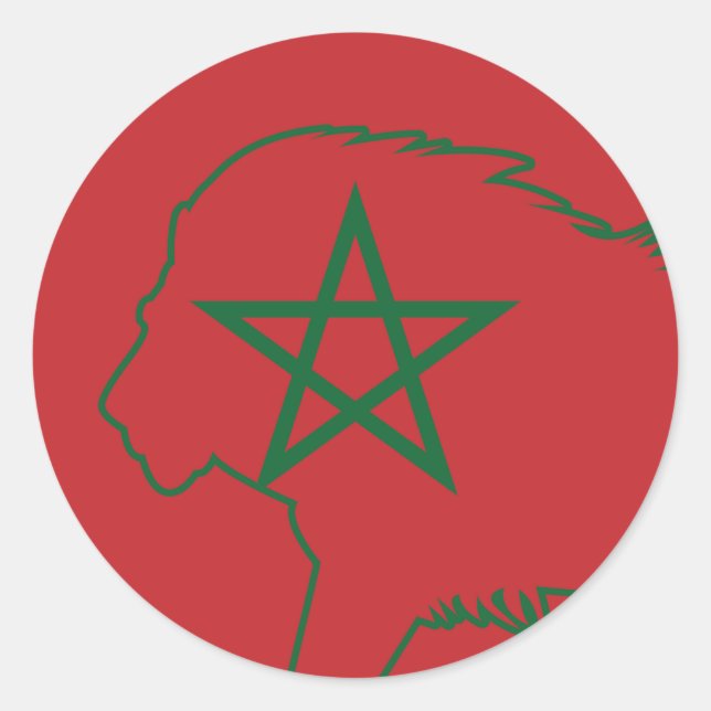 Sticker Rond Maroc Lion National Animal Drapeau (Devant)