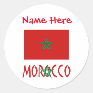 Sticker Rond Maroc Marocain Drapeau Rouge Personnalisation