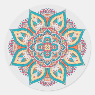 Sticker Rond Marocain coloré motif Mandala