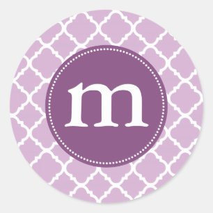 Sticker Rond Marocain pourpre élégant Quatrefoil personnalis