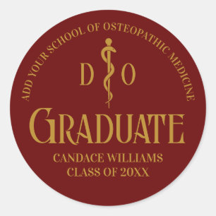 Sticker Rond Maroon Osteopathic Médicale School Graduation Part