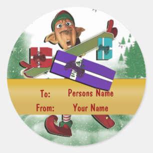 Sticker Rond Marque cadeau elfe de Noël mignonne