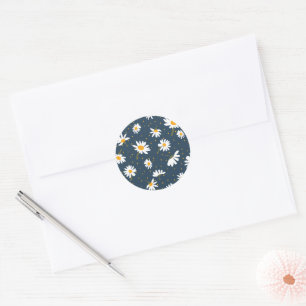 Sticker Rond Marque classique Jaune Bleu Bleu Faisy Motif Flora