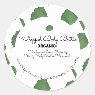 Sticker Rond Marque de Beurre Corporel Aquarelle Bio pour Bain