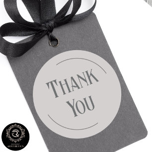 Sticker Rond Marque de remerciement gris taupe moderne pour les