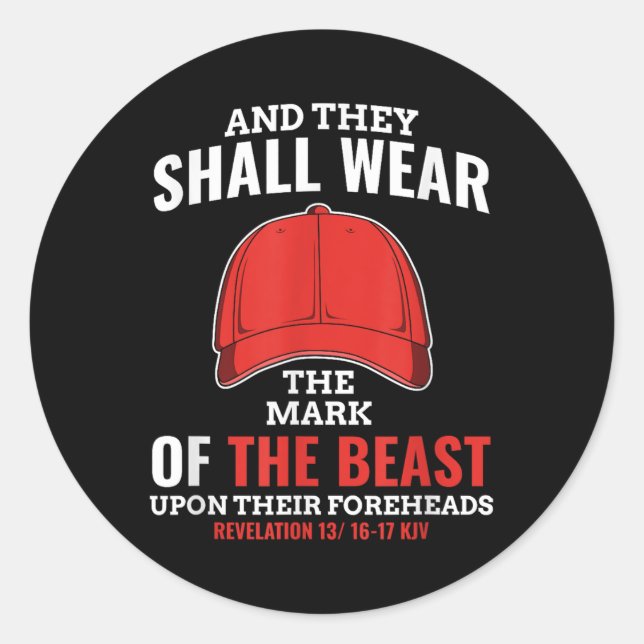 Sticker Rond Marque Drôle Anti Trump Du Casquette Rouge Bête (Devant)