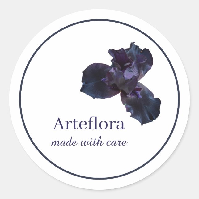 Sticker Rond Marque fleuriste en iris violet (Devant)