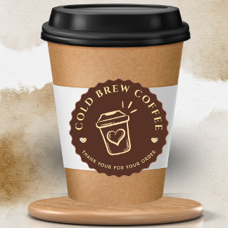 Sticker Rond Marque personnalisée Café Cold Brew Brun