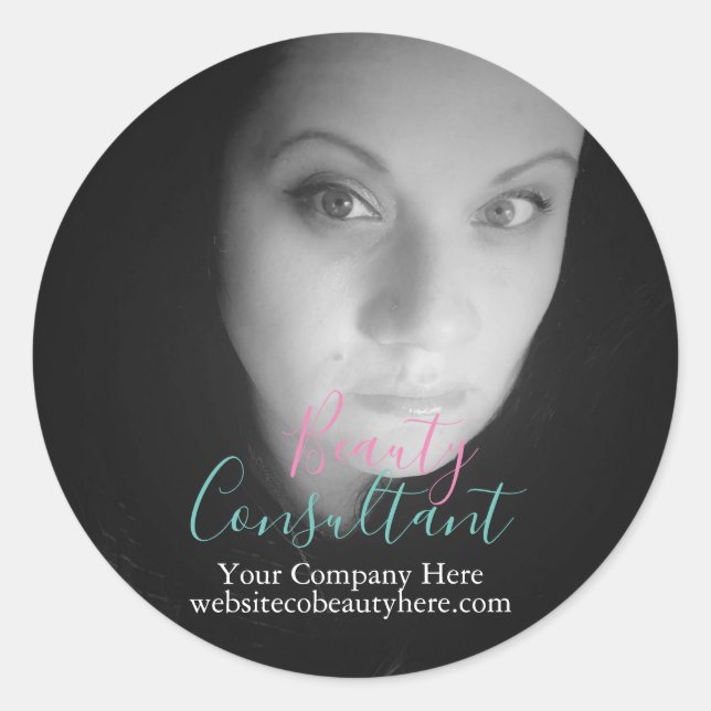 Sticker Rond Marque personnelle Photo Maquillage de beauté (Devant)