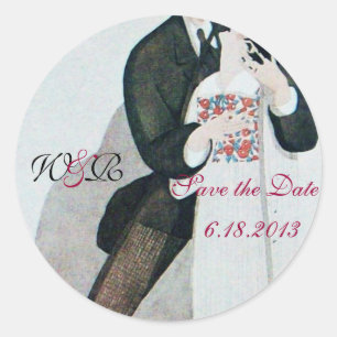 STICKER ROND MARQUE ROMANTIQUE & GROOM ENREGISTRER LE MONOGRAM