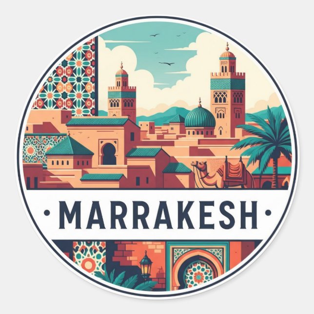 Sticker Rond Marrakesh Morocco Travel (Devant)