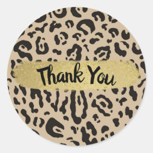 Sticker Rond Marron foncé imprimé animal de cheetah léopard pou