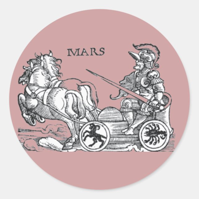 Sticker Rond Mars Ares Dieu de la guerre Greco Roman Chariot De (Devant)