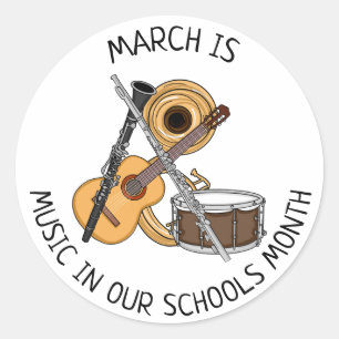 Sticker Rond Mars est la musique dans nos écoles Mois