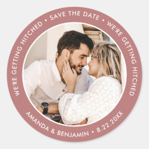 Sticker Rond Marsala Moderne Mariage photo Enveloppe Phoques