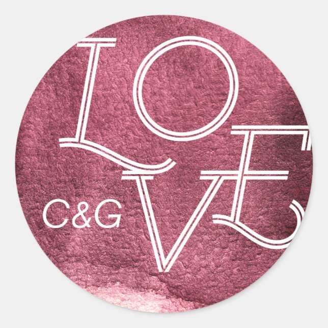 Sticker Rond Marsala peint amour moderne simple monogramme (Devant)