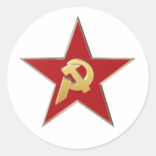 Sticker Rond Marteau et faucille dans l'étoile rouge