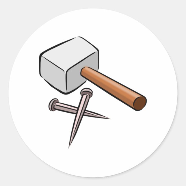 Sticker Rond Marteau et ongles (Devant)