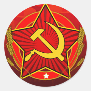 Sticker Rond Marteau vintage et faucille de CCCP