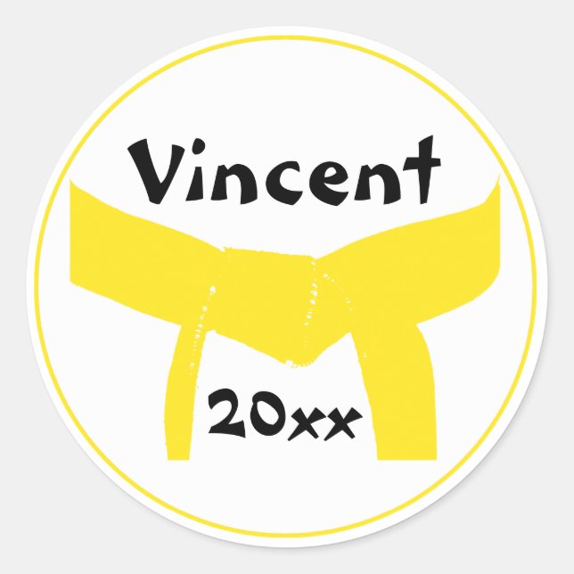 Sticker Rond Martial Arts Ceinture Jaune (Devant)