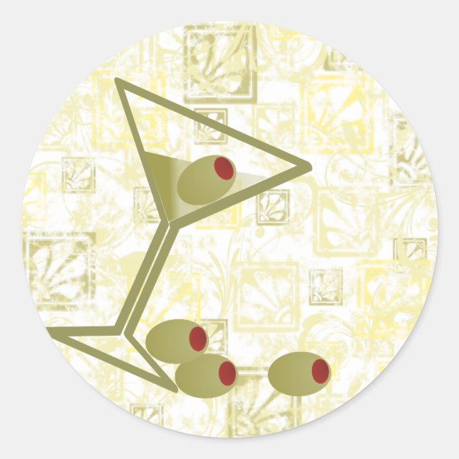 Sticker Rond Martini et olives (Devant)