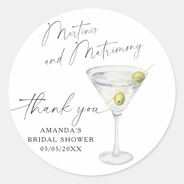 Sticker Rond Martini Merci Cadeau de mariage  (Devant)