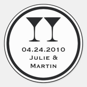 Sticker Rond Martini Noir martini mariage marque de faveur scea