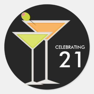 Sticker Rond Martini oranges et verts