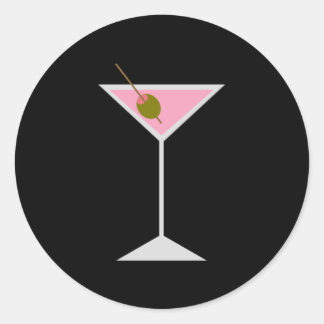 Sticker Rond Martini rose
