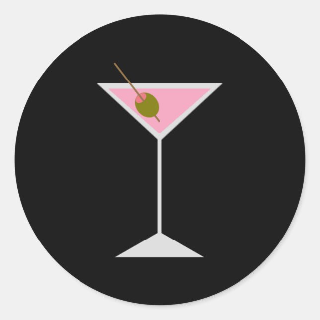 Sticker Rond Martini rose (Devant)