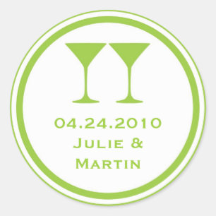 Sticker Rond Martini vert martini mariage faveur tag sceau étiq