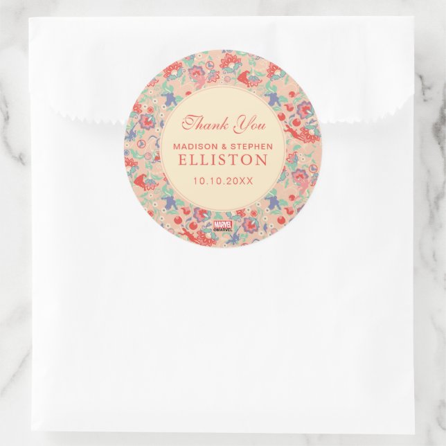 Sticker Rond MARVEL Avengers Rose Floral | MERCI MARIAGE (Sac)
