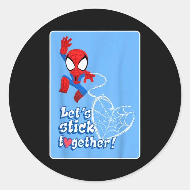 Sticker Rond Marvel Spider-man Restons Ensemble Saint-Valentin  (Devant)