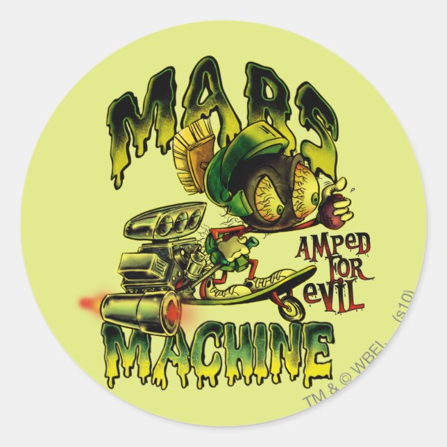 Sticker Rond MARVIN MARTIAN™ - Machine Mars (Devant)