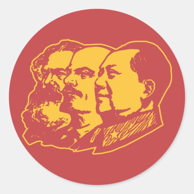 Sticker Rond Marx Lenin Mao Portrait (Devant)