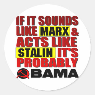 Sticker Rond Marx, Staline ? Obama!