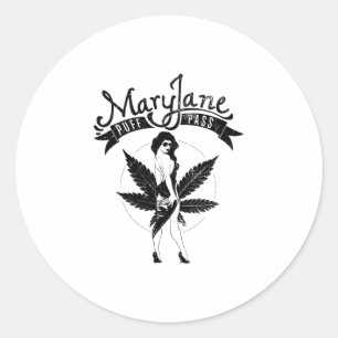 Sticker Rond Mary Jane Puff Pass Oeuvre d'art pour femmes Noir