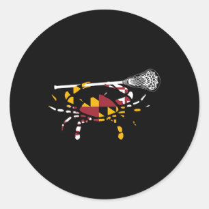 Sticker Rond Maryland Crabe Lacrosse Garçons Stick Lax Soeur Br