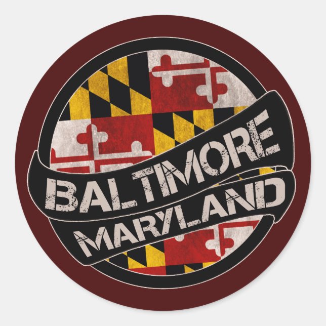 Sticker Rond Maryland de Baltimore (Devant)