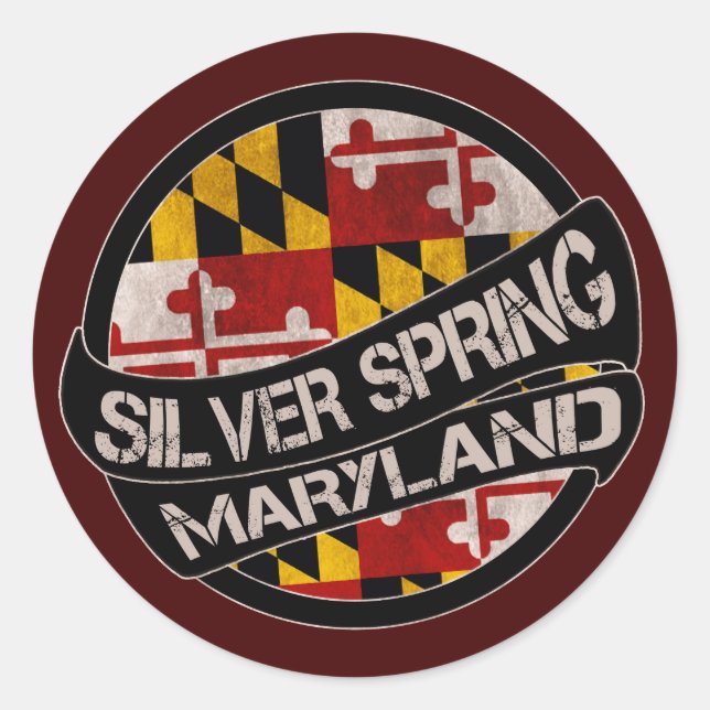 Sticker Rond Maryland de printemps argent collants de grunge dr (Devant)