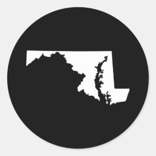 Sticker Rond Maryland en blanc et noir