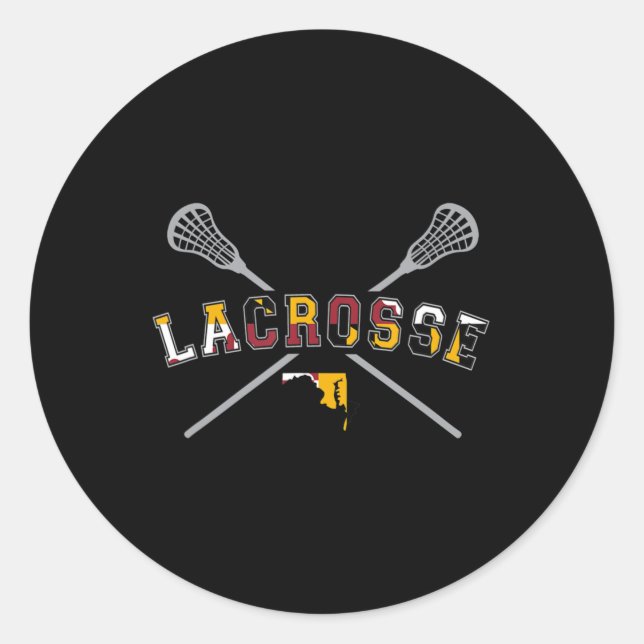 Sticker Rond Maryland Flag Lacrosse Boys  Mens College LAX Stic (Devant)