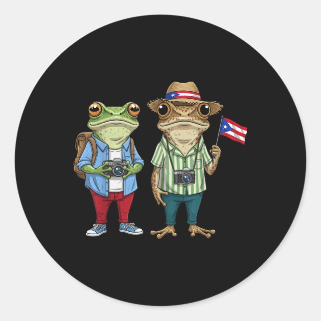 Sticker Rond Más Fotos Porto Rico Drapeau Ricain Sapo Concho (Devant)