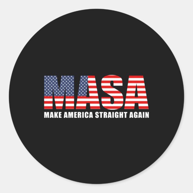 Sticker Rond Masa redresse le drapeau américain (Devant)