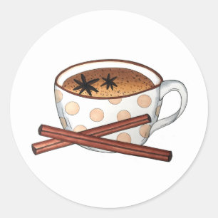 Sticker Rond Masala Chai Teacup Indien Spirale Thé Noir Cuppa